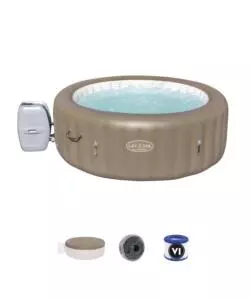 PISCINA IDROMASSAGGIO GONFIABILE BESTWAY "LAY-Z-SPA PALM SPRING" 4/6 PERSONE 196X196X71 CM CON COPERTURA, 2 CARTUCCE, DVD, MANOMETRO PRESSIONE E FLOTTATORE CHIMICO  - COD. 60017